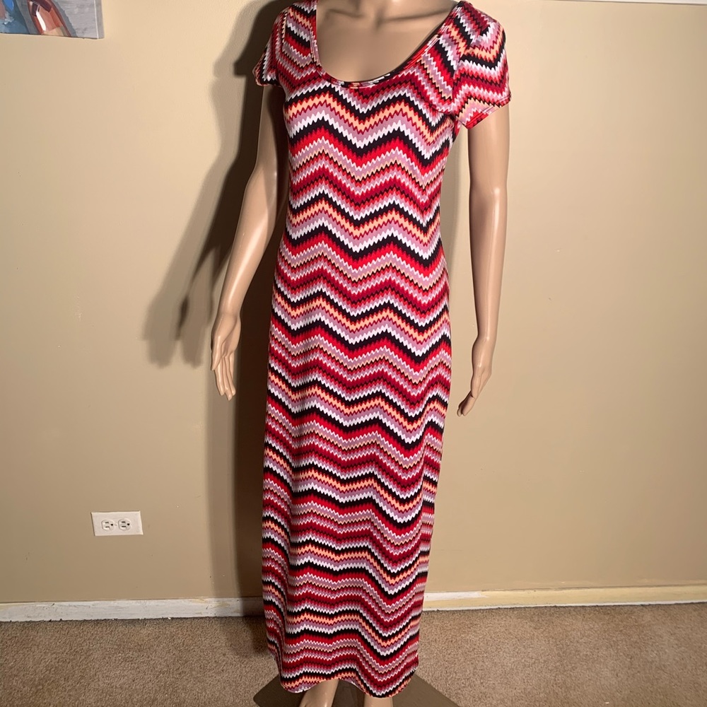 B Famous USA Size L Maxi Striped Dress Length 54”